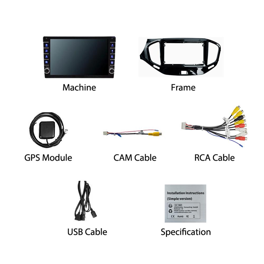 Автомобильное стерео радио на базе Android 2 Din для Lada Vesta 2015-2019 с кнопочной ручкой, GPS-навигацией, мультимедийным видеоплеером, 1 + 16 ГБ