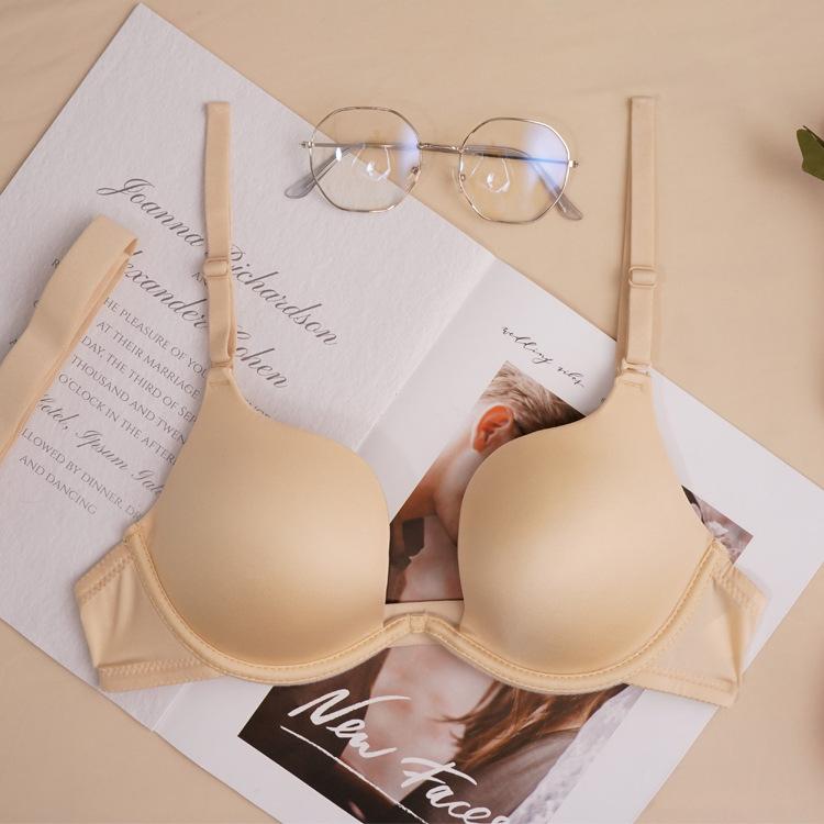 Gather Sexy Bras Women Solid Color Thin Underwear Sex French Beauty Back Invisible Bra Push Up Bralette Seamless Lingerie