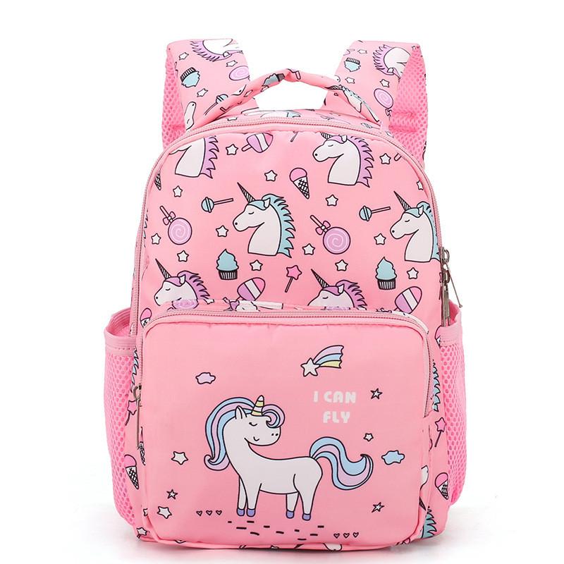 Printed Cartoon Unicorn Backpack Nylon Construction Suitable For Children Daily