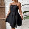 Summer Casual Sleeveless Backless Dresses for Female Mesh Solid Color Dress Women's Spaghetti Strap Black Dress Loose High Waist Dress Beach Dress