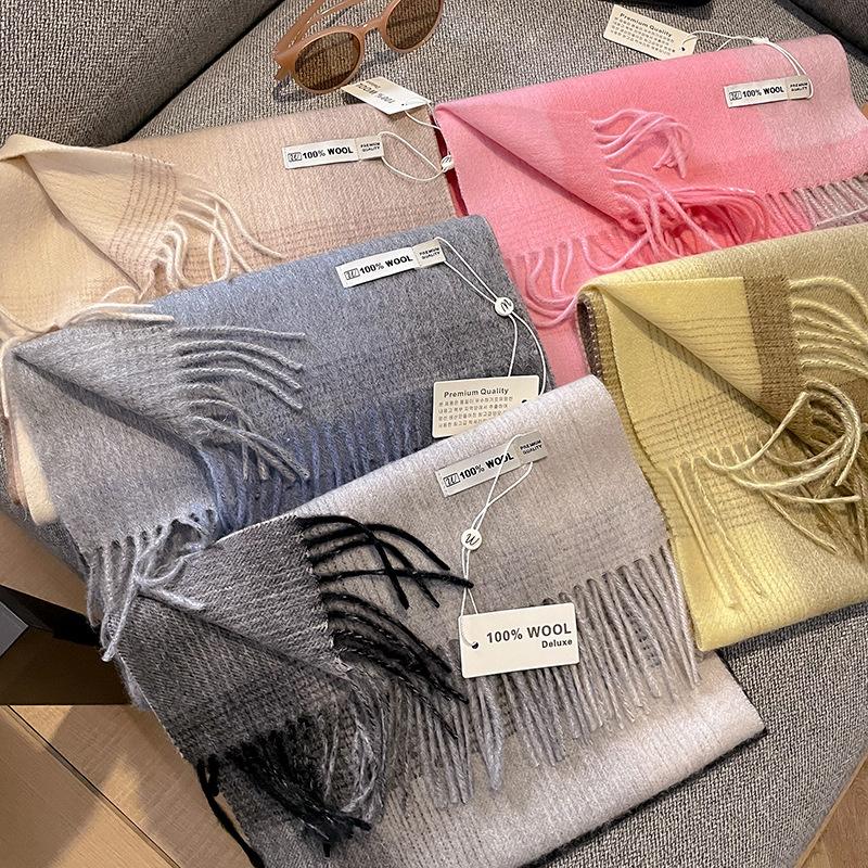 100% Wool Luxury Brands Classic England Style Women Scarf Fashion Stripe Plaid Scarves Tassel Shawls Pashmina Lady Wrap 30*180Cm