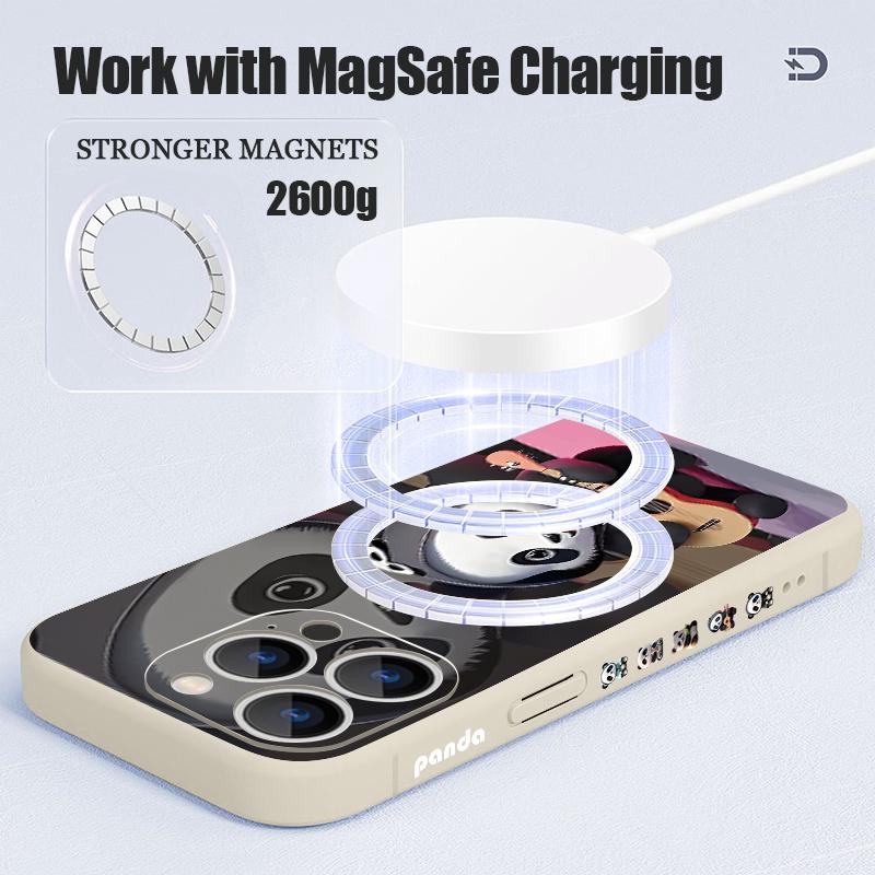 Для iPhone 17 Pro Max Чехол Играющий на гитаре Панда Магнитный Для Magsafe Силиконовая Крышка Для iPhone 16 Pro Max Funda iPhone 15 14 13 12 11 16E Air