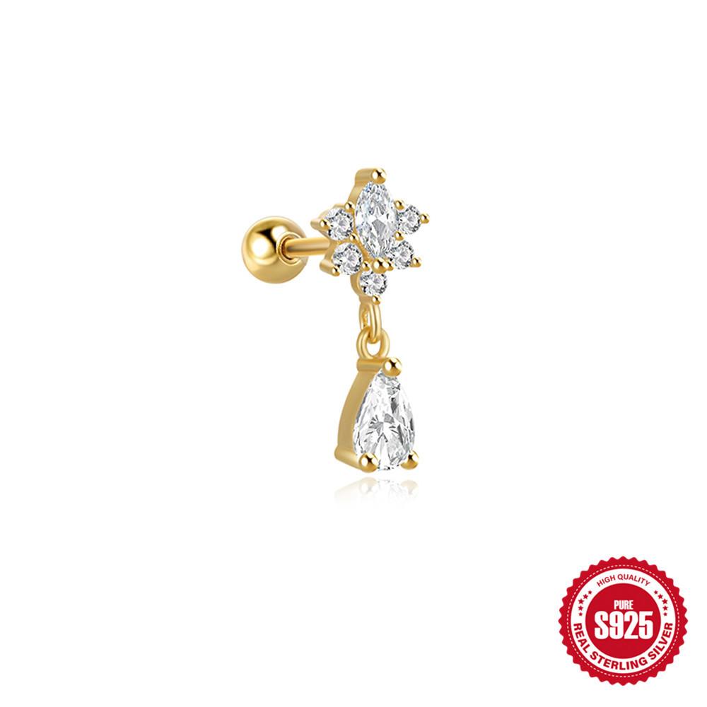 Серьги-пусеты из стерлингового серебра 925 пробы, простые, с горизонтальной цепочкой, бахромой из бриллиантовой нити, для пирсинга козелка уха, маленькие золотые шарики, серьги-пусеты для хряща уха