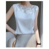 Шелковый дышащий кружевной камзол свободный атласный костюм без рукавов топ без воротника жилет сращивания