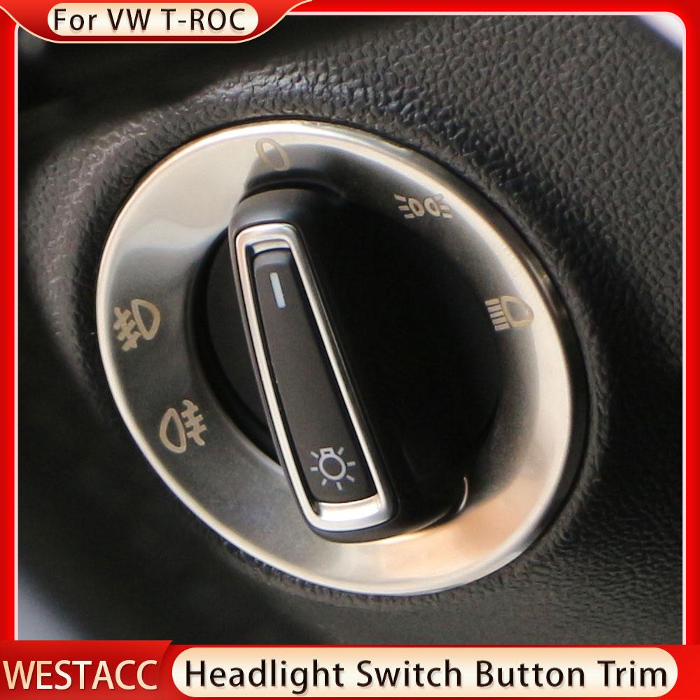 Нержавеющая сталь, кнопка переключения фар, панель, рамка, наклейка, накладка для Volkswagen VW T-roc Troc 2017-2023