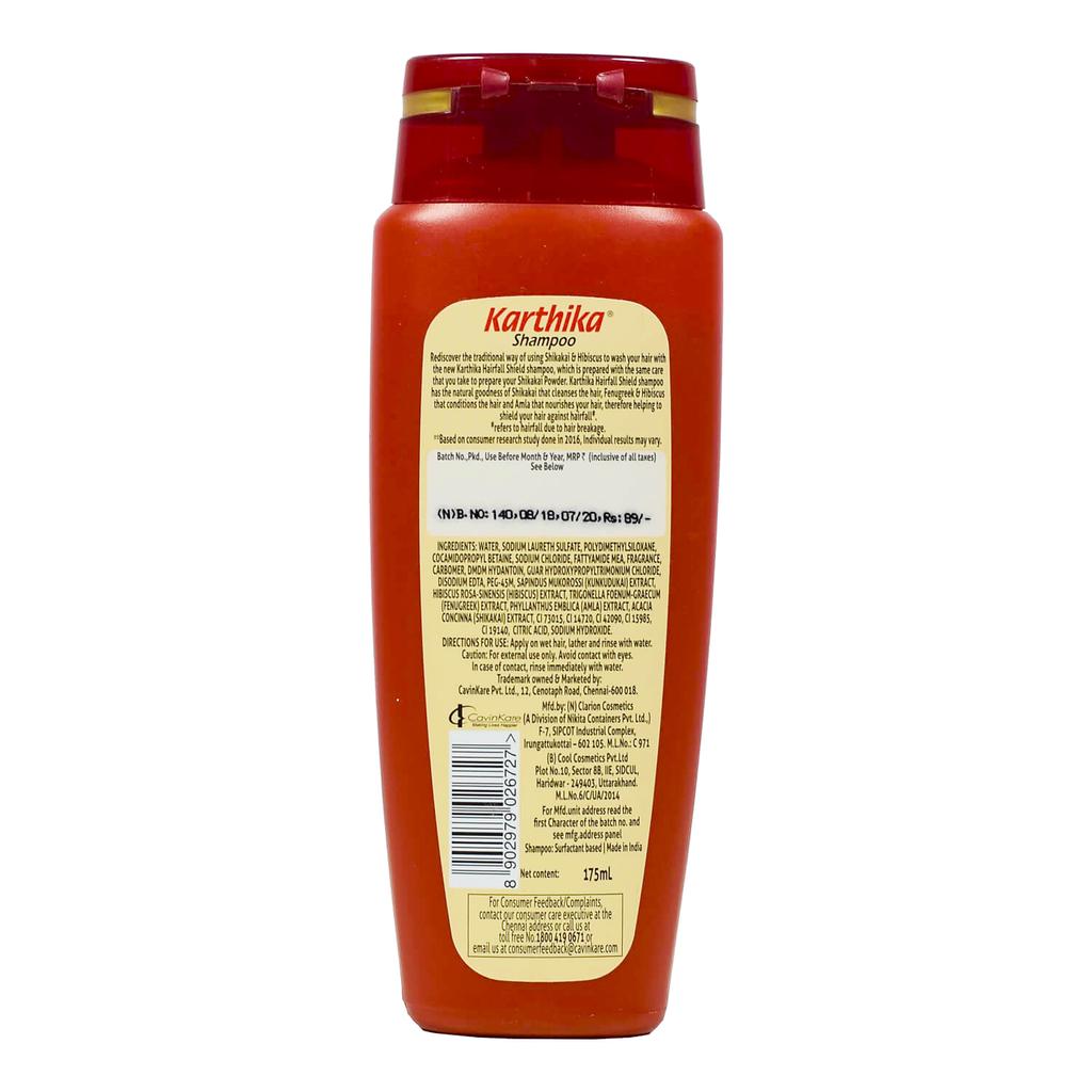 Karthika: Shampoo Against Hair Loss with Shikakai and Hibiscus (175 Ml), Hairfall Shield Shampoo Karthika CavinKare