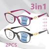2 шт. Прогрессивные мультифокальные очки для чтения 3 в 1, уличные бифокальные солнцезащитные очки, спортивные очки TR90 с защитой от синего света для близи и дали