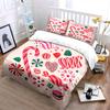Striped Hearts and Stars Pattern Bedding Duvet Cover Set Duvet Cover Pillowcases  (1*Duvet Cover 2*Pillowcases, without duvet insert)