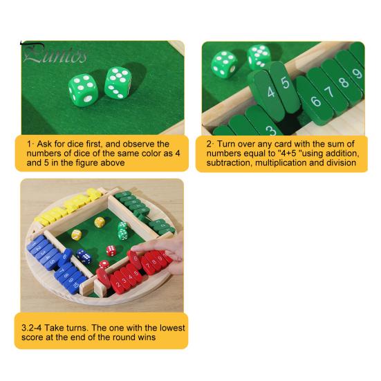 Закройте коробку настольная игра 4-сторонняя образовательная математическая игра с числами в кубиках стратегическая игра 4 игрока дети взрослые семейная вечеринка интерактивная деревянная Закрыть коробку