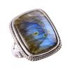 Natural Labradorite Gemstone 925 Solid Sterling Silver Jewelry Ring Size 6 D1b87