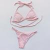 4 Pcs/Set Women Swimsuit Set Solid Color Spaghetti Strap Quick Dry Women
