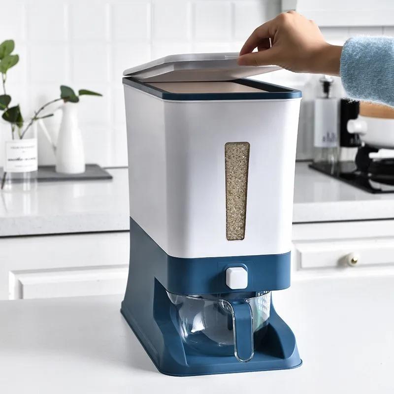 Большой герметичный контейнер для риса на 10 кг, кухонный герметичный ящик для хранения круп и злаков, защита от насекомых и влаги