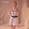 New Sexy Suspender Skirt Pure Desire Pajamas Lace Solid Color Lace-up Robe Women's Loungewear Set