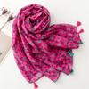 Designer Brand Women Scarf Classical Print Lady Shawls Cotton Feeling Soft Oversize Hijabs Neck Headband Tassel Foulard