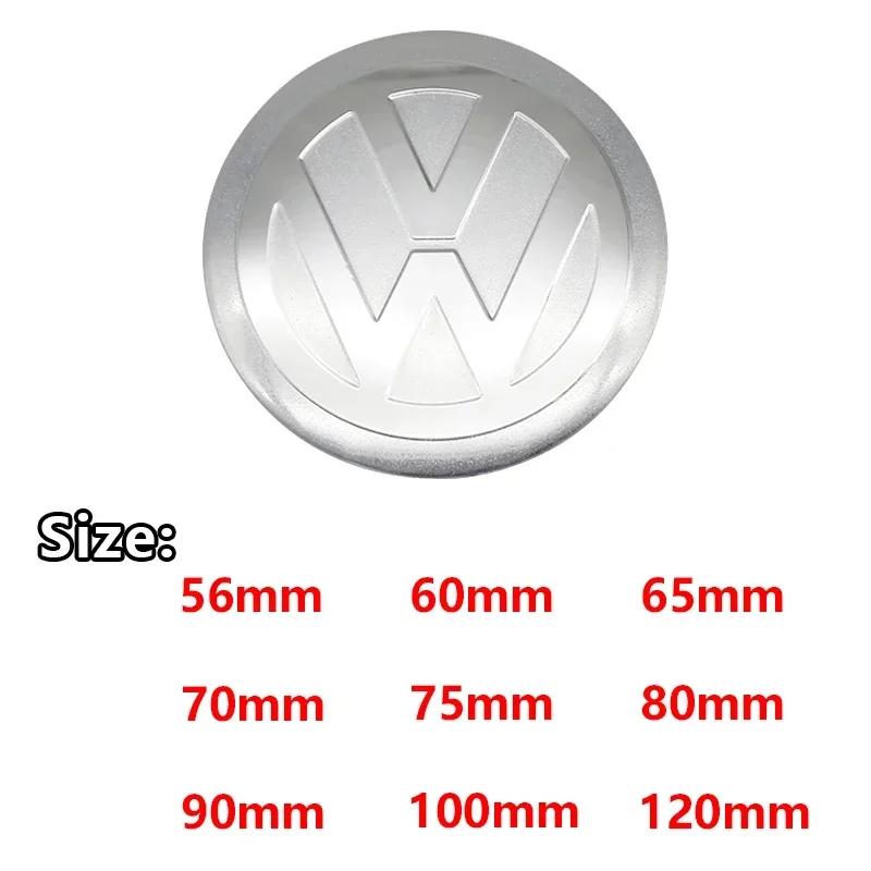 4Pcs 56/60/65/70/75/80/90/100/120mm 3D Car Wheel Stickers Center Hub Cap Emblem Badge Decal For VW GTI Polo Golf 4 5 6 7 Passat