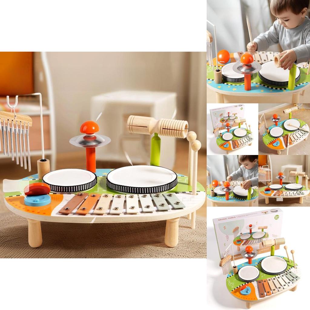 Деревянная многофункциональная барабанная музыкальная станция для детей, развивающая игрушка, декор игровой комнаты
