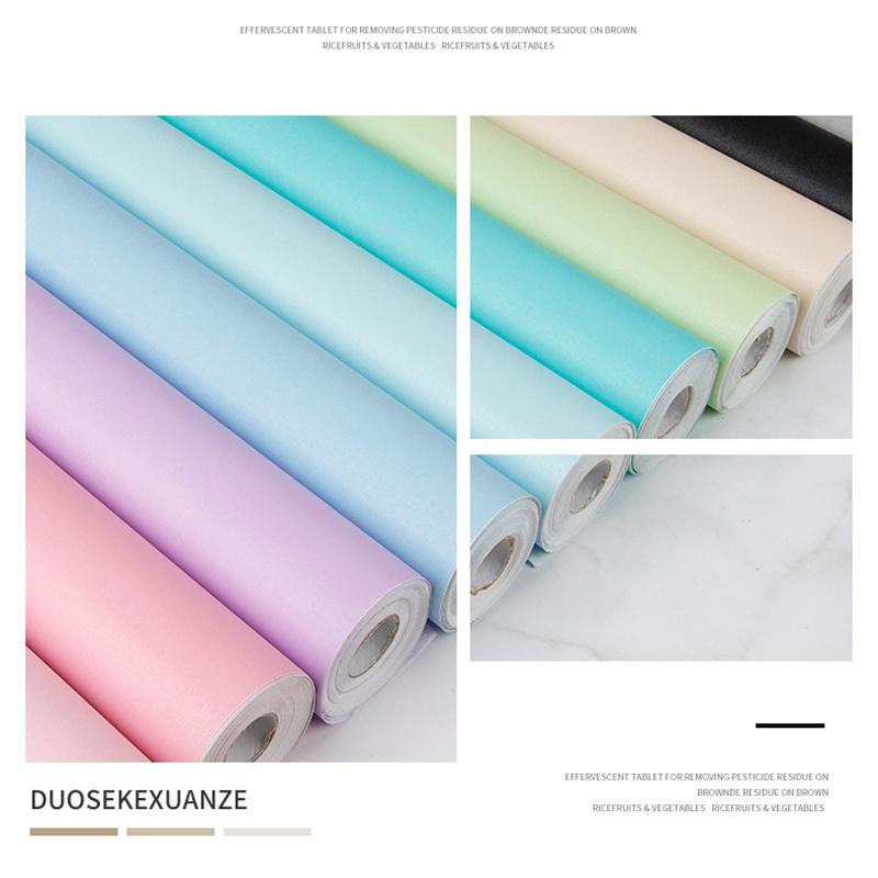 Solid Color Self-adhesive Simple Warm Bedroom Living Room Decor Waterproof Background Wall Paper Furniture Renovation