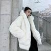 Пальто женское осенне-зимнее свободное плюшевое искусственное меховое пальто с капюшоном из кролика кардиган женское повседневное модное пальто средней длины с мехом