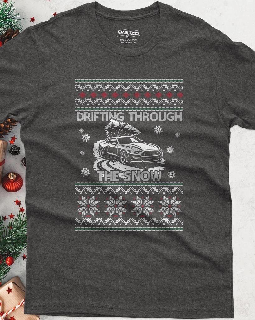 Drifting Through The Snow Ugly Christmas Car Guy T-Shirt