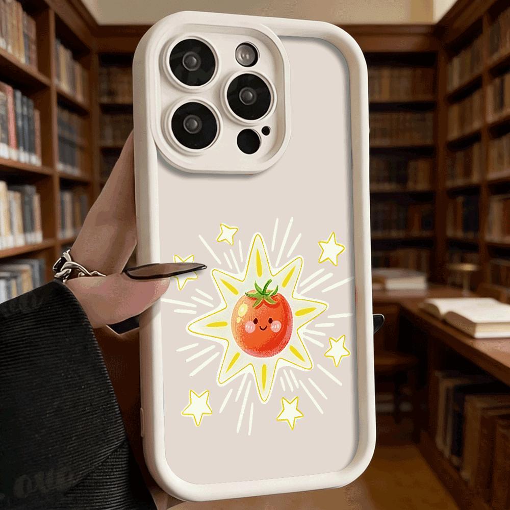 Cute Tomato Cartoon Character Luxury Anti-Slip Phone Case For Xiaomi Redmi Note 15 14 13 12 11 10 9 Pro Full Protective Cover