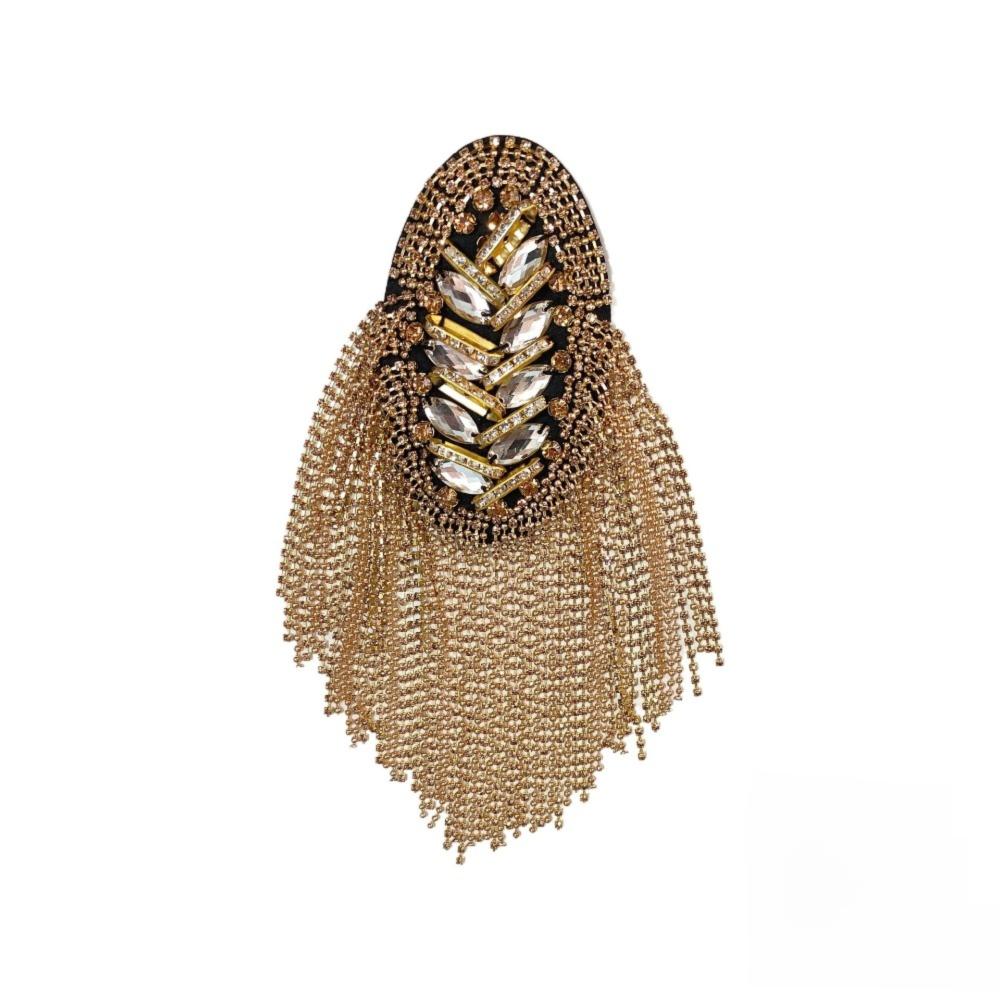 Длинная цепочка на плечо с кисточкой, эполет, значок со стразами, новая брошь, аксессуары для одежды