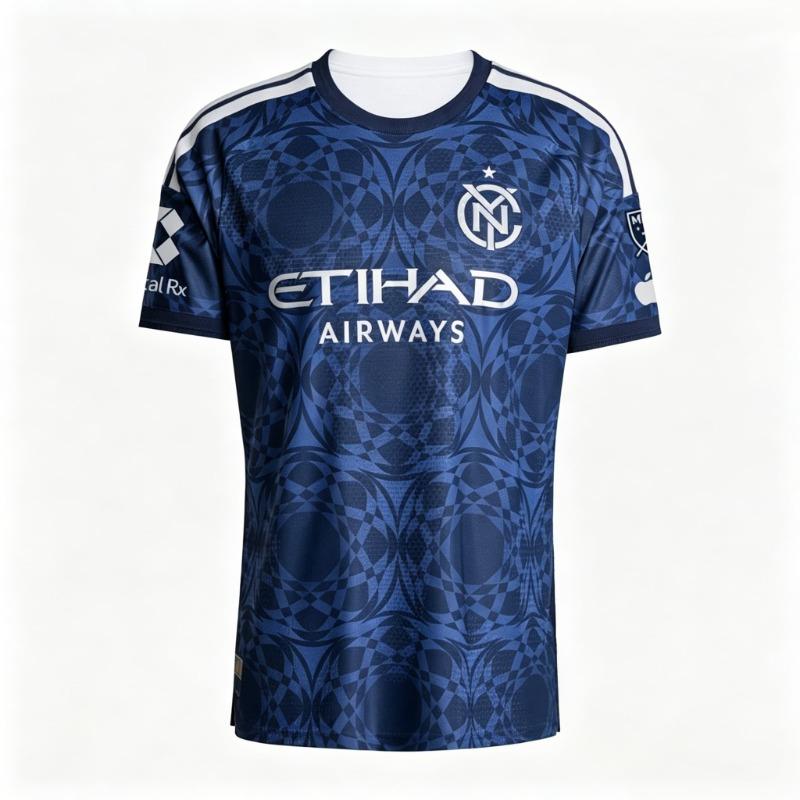 26‑27 Домашняя футбольная форма New York City FC Мужская с коротким рукавом Быстросохнущая Футболка для футбола Версия для болельщиков Спортивная форма Мото