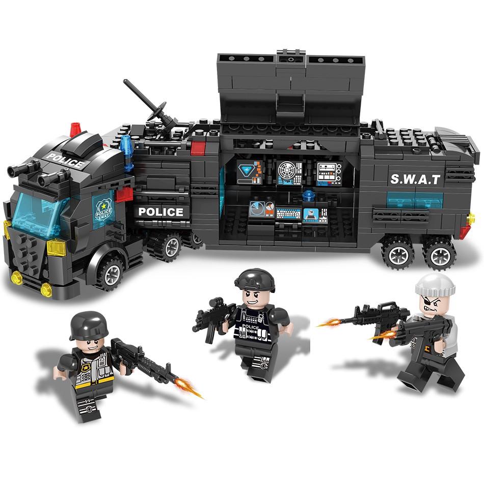 750 шт. 8 в 1, спецназ, городская полиция, грузовики, строительные блоки, полицейский робот, модель вертолета, кирпичи, игрушки для детей, подарки