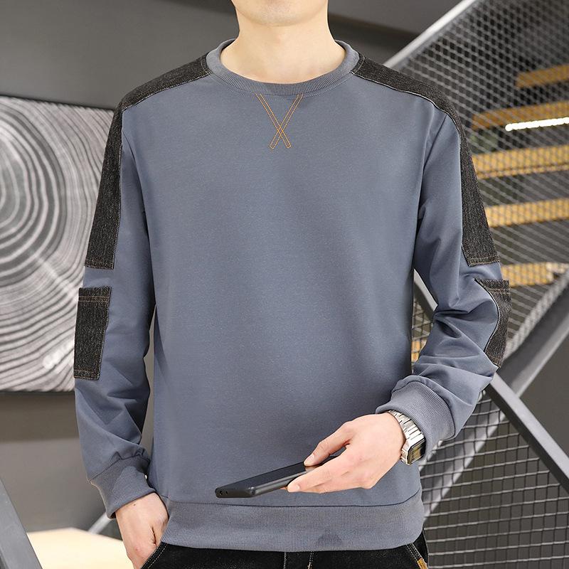 Весна и осень Тонкая спортивная футболка с круглым вырезом и длинным рукавом Мужская свободная и дышащая модная универсальная тенденция