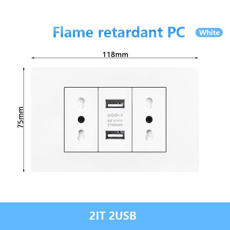 Италия Чили Мексика USB Smart Type-c 20 Вт Быстрая зарядка Настенная розетка вилка, Бразилия Панель выключателя света Универсальная розетка usb c