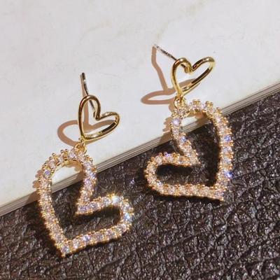 Серьги-сердечки с бриллиантами для женщин Серьги с цирконием