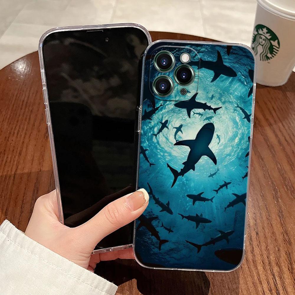 Ocean Whale Shark Animal Case For Apple iPhone 18 17 16 15 14 13 12 11 Pro Max 16 Plus 16E 17Air 17Pro Phone Cover Silicone Funda