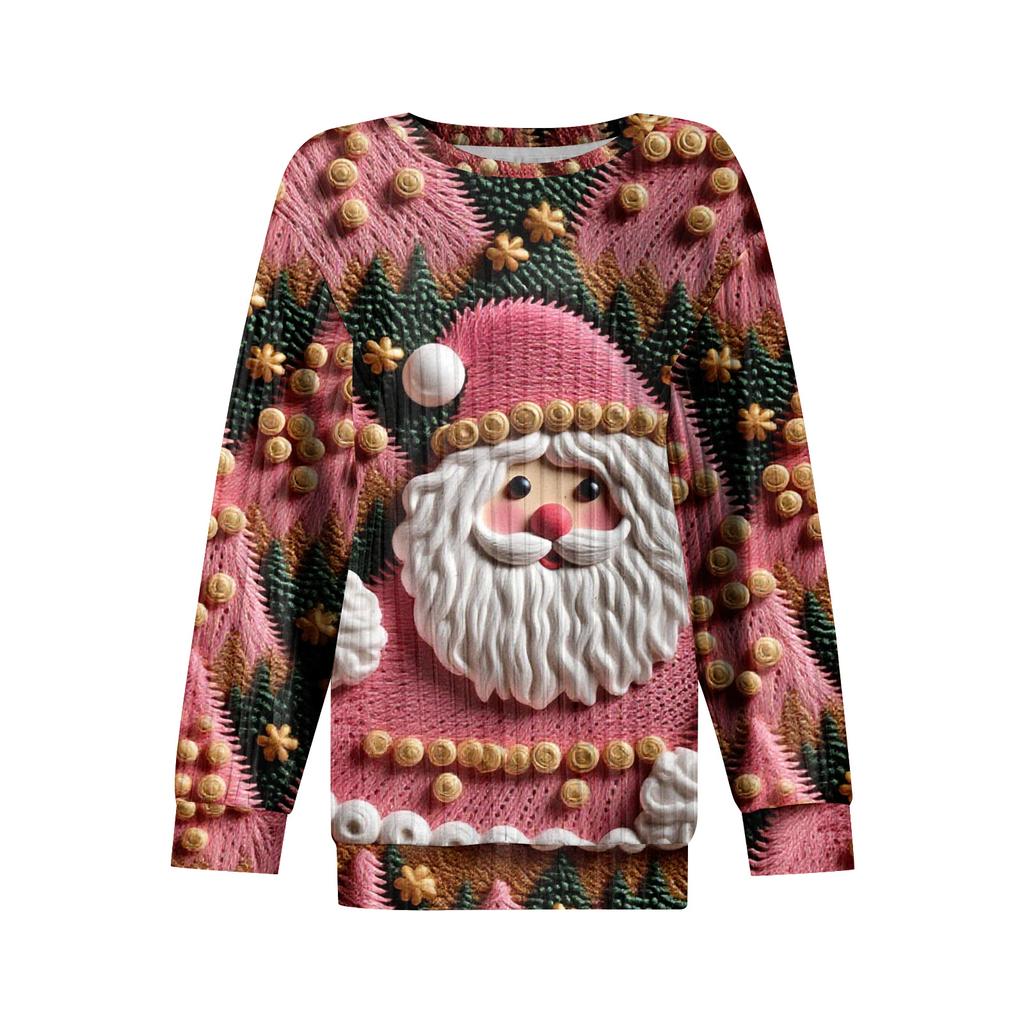 Women's Printed Lightweight Brushed-Cotton Round Neck Top