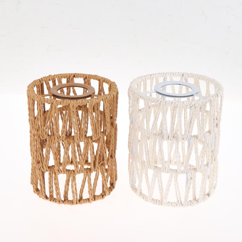 Ручной работы Бумажная веревка Плетеная Ротанговая Абажур Бохо Декоративный Абажур Настольная лампа Декоративный Для сада Двора Гостиной