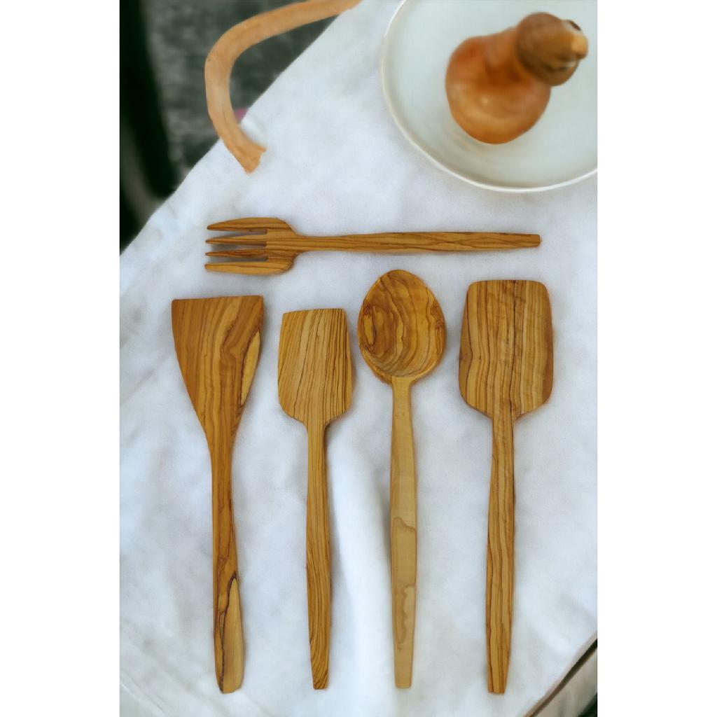 Wooden Spoon Tablespoon Wooden Serving Set Set Olive Wood Kitchen Utensils Dinnerware