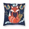 Scandinavian Fox Hens Floral Square Pillowcase Polyester Linen Velvet Printed Zip Decor Throw Pillow Case Car Cushion Cover