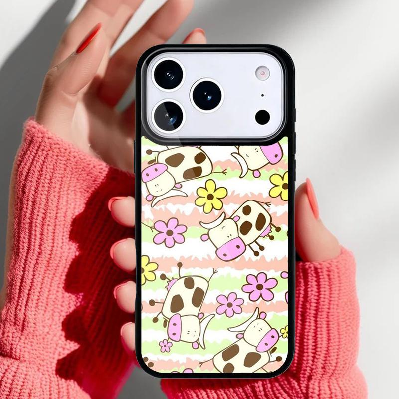 Animal Cute Cartoon Cow Phone Case for iPhone 17 16 15 14 13 Pro Max Back Cover for 12 11 Pro Coque