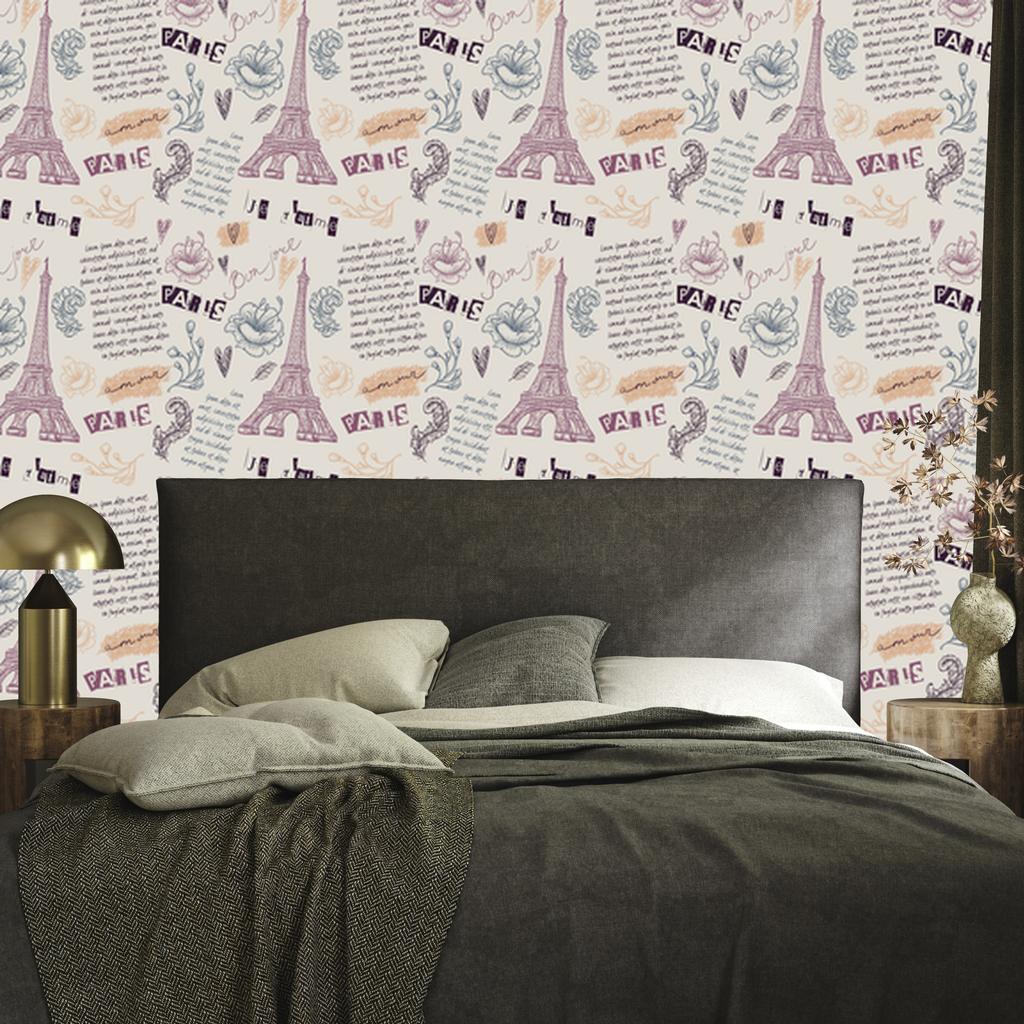 Eiffel Tower wallpaper with flowers for living room and bedroom 50x1000