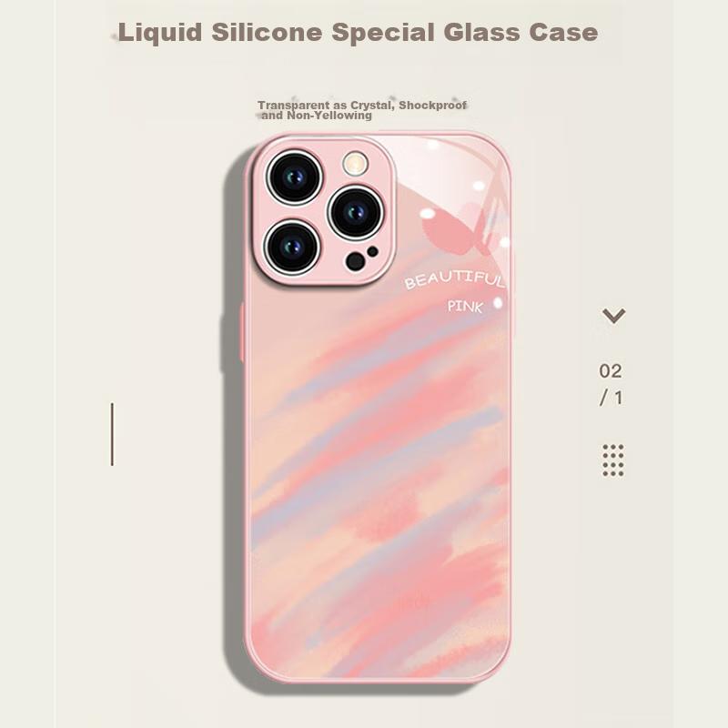 Liquid Glass Hard Backplate Soft Case for Apple IPhone 13, Full Protection, Excellent Feel, Fresh Design for Girls And Boys, Stylish And Shockproof