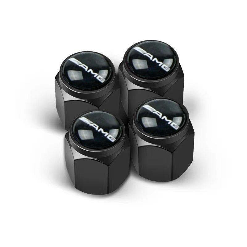D1-4pcs Metal Car Wheel Tire Valve Caps Stem Covers For Mercedes Benz Class A Class C200L GLC GLK CLA Interior Mouldings HSQMM-BENZ