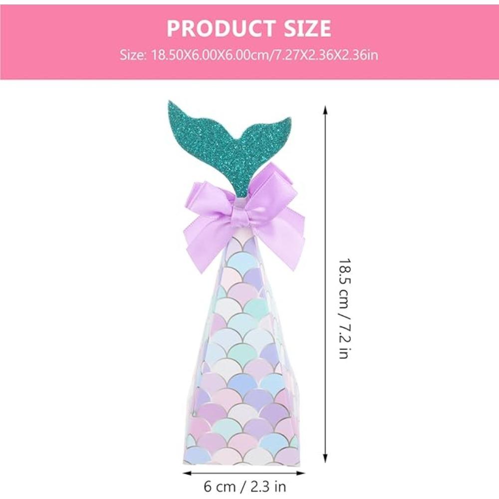 10pcs Mermaid Party Boxes Favors Mermaid Gift Bags with Thank You Stickers for Kids Birthday Baby Shower Under The Sea Mermaid Party Decorations