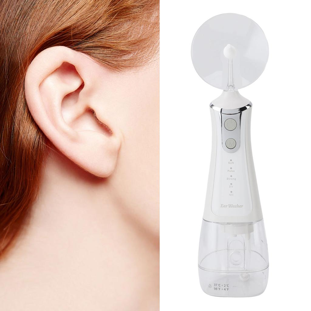 Ear Wax Removal Tool Safe Effective Rechargeable Electric Ear Irrigation Flushing System Cleaner Kit with Cotton Swabs for Home