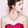 CSY Elegant Crystal Costume Jewelry Sets for Formal Events Gown Accessories | 4-Piece Set Bridal Necklace Earrings Bracelet Ring Set for Brides
