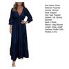 Lady Evening Dress V Neck Slim Waist Ruffle Cuffs Satin Pleated Layered Hem A-line Maxi Dress Long Sleeve Wedding Party Banquet Dress