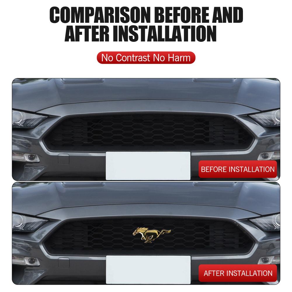 AJX1 3D Meatl Car Front Hood Grill Tail Trunk Sticker Badge Cover Decoration For Ford Mustang Fiesta Focus Mondeo Mk4 Fiesta Kuga St