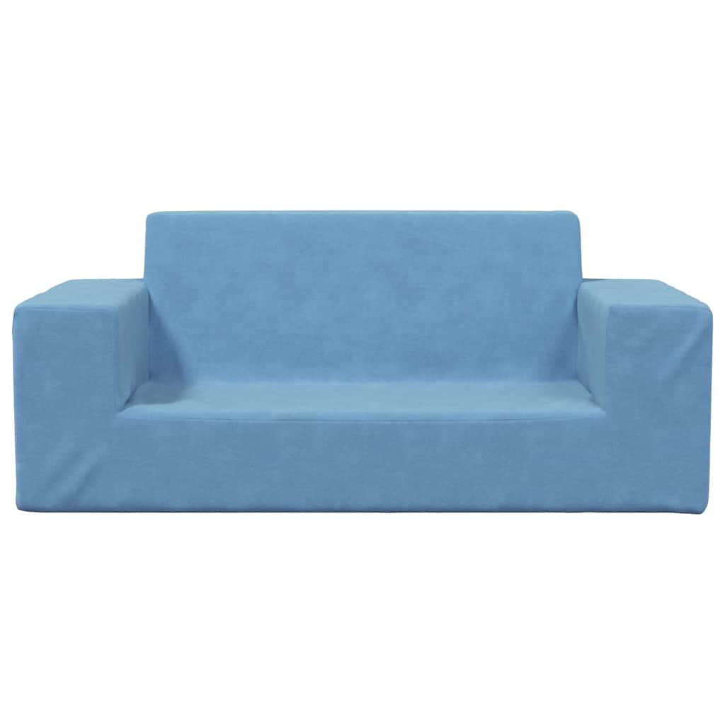 Kids 2 Seater Sofa in Blue Soft Plush
