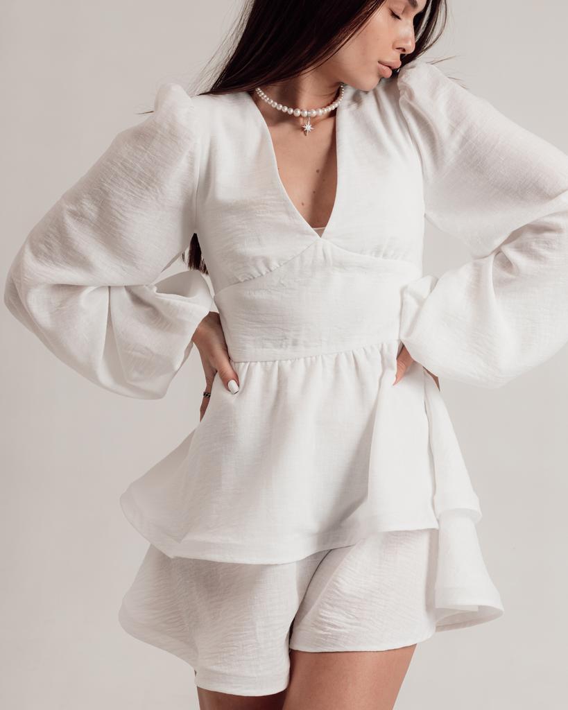 Платье летнее Bocharova 64100 S белое лен