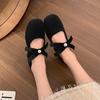 Fashion Temperament French Retro Thick Heel Light Mouth Single Shoes Women's 2025 New Spring and Autumn Bow Versatile Mary Jane Shoes