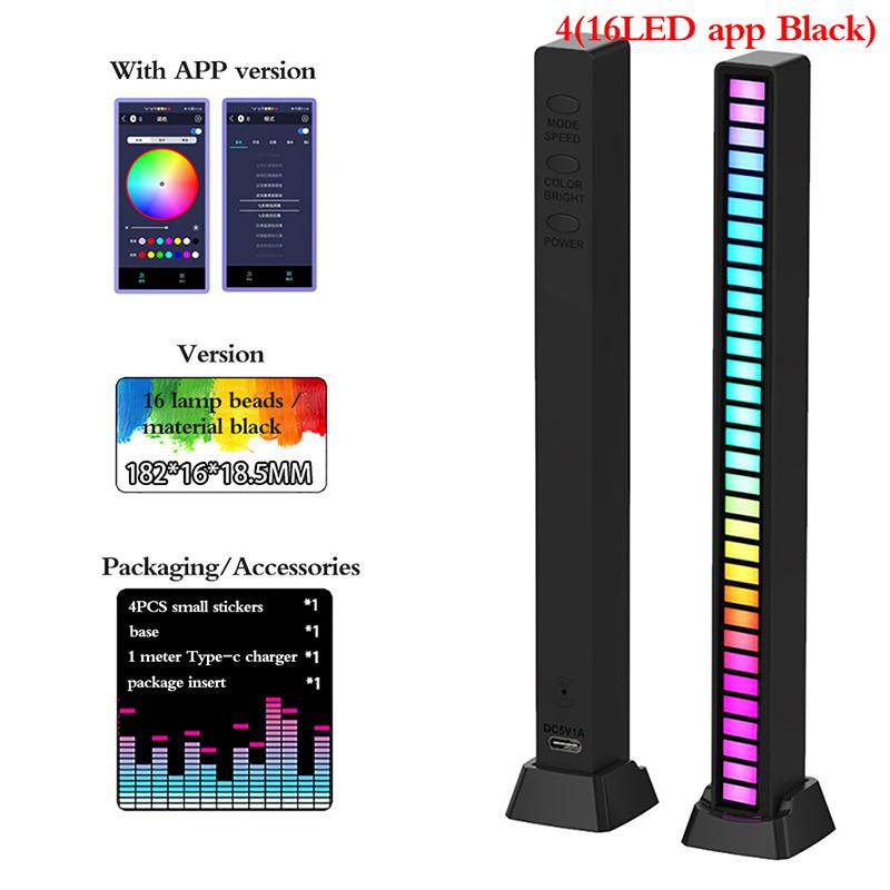 Creative 5V Usb 16/32 Led Night Lights App Control Rgb Music Rhythm Light Bar