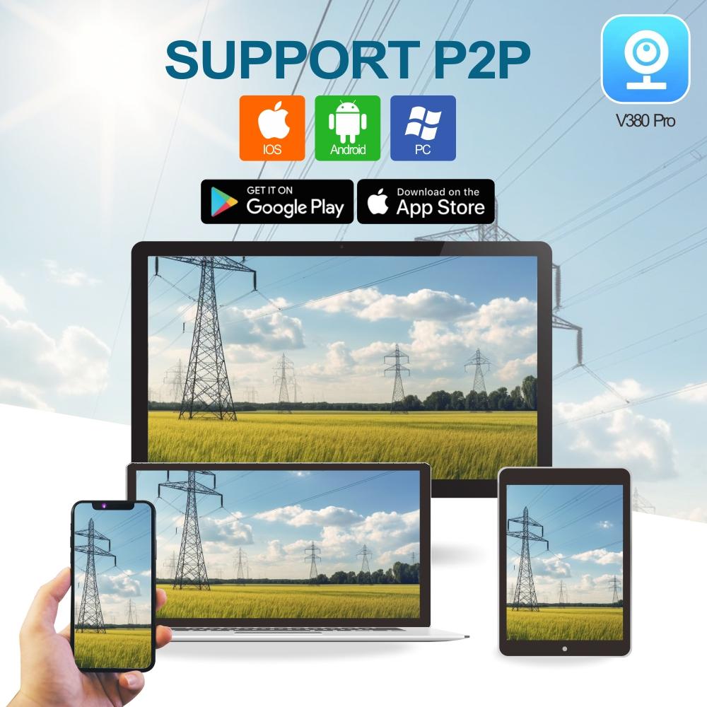 Solar Street Light Three Screen Monitoring Camera, Outdoor Day and Night Full-color Mobile Phone Remote Wireless Camera