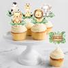 Dinosaur Paper Cake Insert Topper Ice Cream Butterfly Farm Birthday Party Decor Kids Dessert Insert Jungle Animal Cake Topper